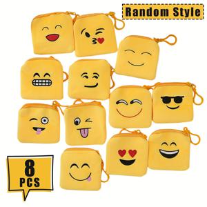 TEMU 랜덤 패턴 동전 지갑 8개 세트, 열쇠고리 포함, 창의적인 지퍼형 동전 파우치, 부드러운 플러시 동전 지갑, 파티 답례품, 상품, 할로윈 및 크리스마스 사탕 가방에 적합, 이상적인 휴일 선물, 훌륭한 선물 선택, 사탕 가방, 창의적인 디자인, 축제 분위기