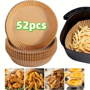 TEMU 52/102 미리 재단된 에어프라이어 베이킹 페이퍼 - 전자레인지, 프라이팬용 튼튼한 베이킹 패드 페이퍼 | 찢어짐 방지 논스틱 쿠킹 페이퍼, 세척 용이 (추가 세척 불필요)