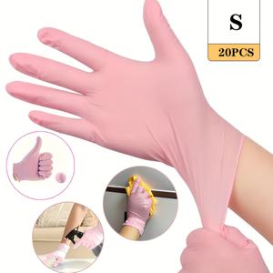 TEMU 라이트 핑크 일회용 니트릴 장갑, 내구성이 좋고 가벼우며 가정 청소, 미용, 염색, 반려동물 관리, 주방 미용 및 청소에 적합, 다양한 크기 (S/M/L)로 제공