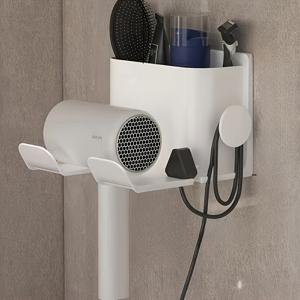 TEMU 1개 드릴 불필요 벽걸이 헤어 드라이어 및 휴대폰 홀더 - 흡착 컵 설치, 공간 절약형 욕실 정리함 (견고한 접착제/고정 장치 포함), 헤어 드라이어 및 휴대폰 호환, 욕실 트레이