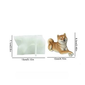 TEMU 레진 액체 몰드 - 1개 스트레칭 다리 누워있는 시바 인우 향초 실리콘 몰드 강아지 석고 디퓨저 스톤 레진 장식품 실리콘 몰드 - 수제 향초/석고 공예/레진 장식품/비누, 수제 선물에 적합