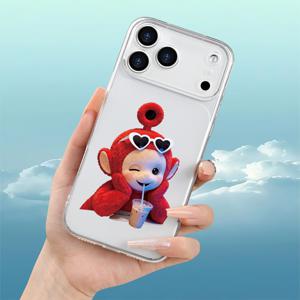 TEMU 휴대폰 케이스 - 레드 인형 하트 모양 안경 밀크티 패턴 휴대폰 케이스, 고급스러운 우아함, 무광 텍스처, 미끄럼 방지, 황변 방지 및 내마모성. 휴대폰 케이스 도매 출처, 아이폰 17, 16, 15, 14, 13, 12에 적합한 UV 프린팅