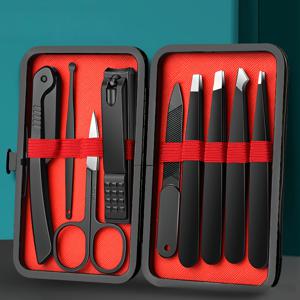 TEMU 얼굴 털 제거용 핀셋 9종 세트 (눈썹 핀셋, 손톱깎이, 내향성 털 핀셋, 눈썹 브러쉬, 눈썹 면도기, 인조 속눈썹 가위, 데일리 뷰티 제모 도구, 가죽 여행용 보관 케이스 포함)