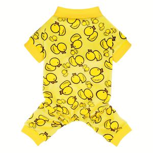 TEMU 사랑스러운 강아지 잠옷 노란 오리 애완 동물 코트, 통기성 원단으로 제작되어 하루 종일 편안함, 가벼운 벨벳 강아지 잠옷, 웃긴 강아지 편안한 애완 동물 코스튬, 신축성 있는 애완 동물 바디 슈트, 애완 동물 사각형 점프수트, 부드러운 강아지 옷, 애완 동물 원지