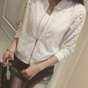 TEMU 2026 신상 홀로우 옷 솔리드 컬러 루즈 패션 탑 여름 얇은 쇼트 베이스볼 유니폼 자켓 여성용