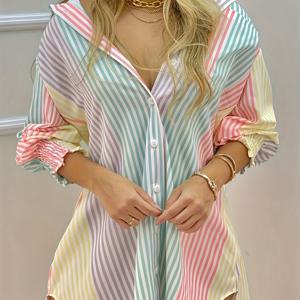 TEMU 여성용 랜덤 프린트 V넥 셔츠 탑