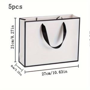 TEMU 화이트 카드보드 토트백 5개, 화이트 종이백, 도매용 선물가방, 여성 의류점 쇼핑백, 주얼리 및 뷰티 포장백
