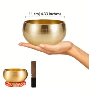 TEMU 순수한 구리로 만들어진 아름다운 싱잉볼. 요가 및 명상에 적합하며, 손으로 광택 처리된 끝이 특징입니다. 자수 쿠션과 숙련된 가공된 나무 막대가 함께 제공되어 A 및 공명음을 내어줍니다.