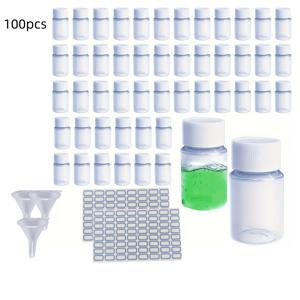 TEMU 스크류 캡이 있는 휴대용 플라스틱 병 100개 세트. 각 병은 0.68온스 용량이며, 화장품, 샴푸, 로션, 여행용품으로 적합합니다. 스티커 2개 포함되어 있으며 투명합니다.