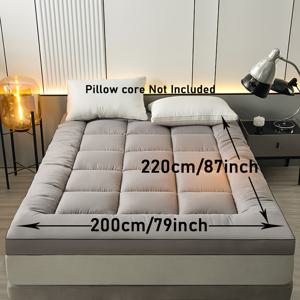 TEMU 1개 단색 소프트 매트리스 토퍼, 호텔 품질 타타미 매트 – 싱글/더블 침대용, 세탁 쉬운 바닥 패드 – 사계절 사용 가능, 침실, 기숙사, 게스트룸 & 캠핑에 적합 – 백투스쿨 시즌 완벽한 대형 매트리스