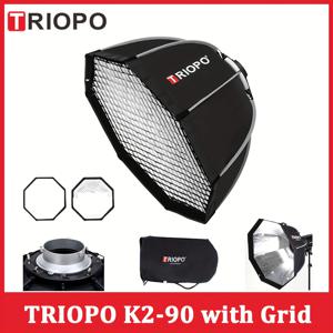 TEMU Triopo 소프트박스 35.4인치/90cm 오각형 그리드와 함께하는 허니콤 그리드, 퀵 릴리스 보웬 마운트 우산 사진용 소프트박스 모디파이어 라이트 디퓨저, 보웬 마운트 모노라이트 LED 비디오 조명(K2-90)
