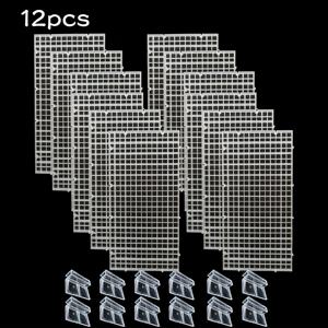 TEMU 6/12개 수족관 어항 상단 덮개 뚜껑 칸막이 플라스틱 격자 패널 계란 상자 격자 바닥 분리 필터 트레이 분리 후드 (아크릴 투명 홀더 포함)