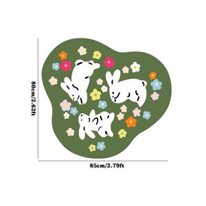 TEMU 두꺼운 10mm 고품질 미닌 모조 뾰족한 바닥 녹색 모양 거실 카펫 귀여운 토끼 플로럴 프린트 창의적인 침실 침대 옆 플러시 러그 홈 대형 면 IG 옷장 소프트 바닥 매트