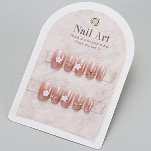 TEMU 핸드메이드 웨어러블 네일 10개입, 꽃 프렌치 고품질 수제 네일아트 스위트 스타일 웨어러블 , 스위트 앤 쿨 풀커버 인조네일, 여성용, 프레스형 인조네일 카테고리: 인조네일