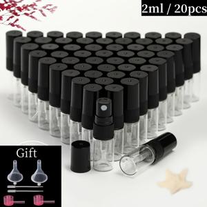 TEMU 투명 유리 향수병 20개 세트 2ml 3ml 5ml 10ml 스프레이 병, 편리한 뷰티 메이크업 보충용 유리 스프레이 병, 초극세사 미스트 스프레이 병, 재충전 가능한 유리 향수병, 블랙 노즐 플라스틱 스프레이어, 미니 패션 여행 필수품