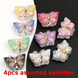 TEMU 2개/4개 세트 장식 비즈 귀여운 멀티컬러 그라데이션 나비 모양 아크릴 비즈 별 투명 꽃 라인스톤 직구 홀 독특한 비즈 액세서리 펜던트 팔찌 목걸이 키트 DIY 수제 주얼리 만들기 휴가 캐주얼 패션 개성 있는 핸드메이드 소품