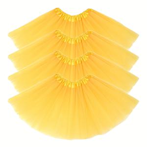 TEMU 여성용 튜튜 스커트 4종 세트, 튜튜 스커트, 탄성 튤 튜튜 컬러, 댄스 할로윈 파티, 어버이날 선물