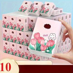 TEMU 손수건지 소형팩 냅킨 페이셜 티슈 10개입 대형 매트지 휴대용 개인팩 목재펄프 티슈