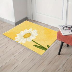 TEMU 1개 수채화 스타일 데이지 패턴 현관 매트, 실용적인 웰컴 매트, 실내외 현관 매트, 침대 옆 러그, 욕실 매트, 작은 바닥 매트, 봄, 여름, 가을, 겨울 시즌에 적합