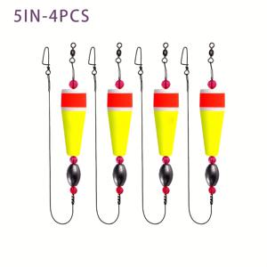 TEMU 소금물 낚시용 플로트 리그 팝핑 코크 무게추 낚시용품 (4개, 2/3/4/5인치, 녹색/노란색/주황색)