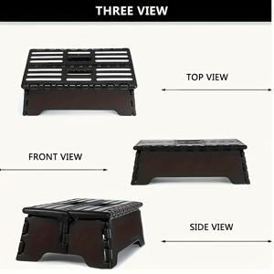 TEMU 고품질, 내구성, 휴대용 접이식 의자 (미끄럼 방지 텍스처, 조립 불필요), 주방, 욕실, 침실 또는 옷장에 적합, 블랙 플라스틱 디자인