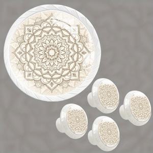 TEMU ABS 및 유리 재질의 원형 손잡이 4개 세트. 블랙, 화이트, 실버 색상으로 제공 - 가정 현관 서랍 및 문을 위한 독특한 질감 - 우아한 원형 디자인