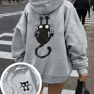 TEMU 가을 겨울용 그래픽 프린트 후드 스웨트셔츠, 여성 의류