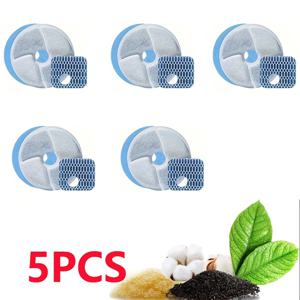 TEMU WF120/WF040/WF160 호환 활성탄 정수기 필터 리필 5개입 - 반려동물 급수 시스템용 교체 필터, 고양이용 음수기, 급수기용