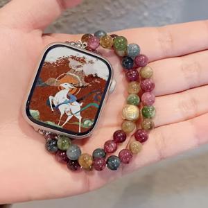 TEMU 비시 팔찌 애플워치 스트랩 40mm/38mm/41mm 시리즈 SE 시리즈 6/5/4 여성 패션 귀여운 핸드메이드 비즈 탄성 스트랩 iWatch 시리즈 3/2/1 여성용 교체용 애플워치 스트랩