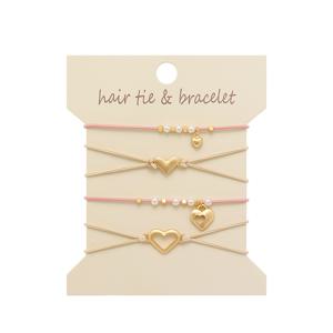 TEMU 4개/세트 여성 패션 헤어밴드 & 팔찌 세트, 부드럽고 편안한 탄력성 무손상 머리끈, 별 달 하트 부채 장식 액세서리