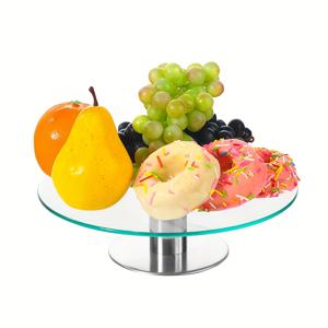 TEMU 1개 회전 강화유리 생일 케이크 스탠드, 과일 턴테이블, 캔디 접시, 피자 홀더, 스낵 및 디저트 디스플레이 스탠드, 화장품 디스플레이 랙, 제품 쇼케이스, 애프터눈 티와 커피 서빙 트레이, 스테인리스 스틸 베이스, 약 12인치