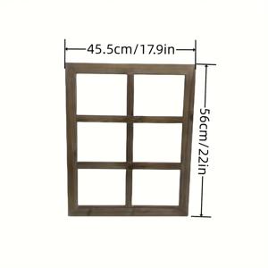 TEMU 2D 플랫, 2D 플랫, 빈티지 2D 플랫 추수감사절 벽 장식 - 나무 창문 프레임 장식품 (6개 섹션, 녹색 식물 미포함) - 휴일 테마 장식, 재료: 가공 목재, 깃털 또는 전기 불필요
