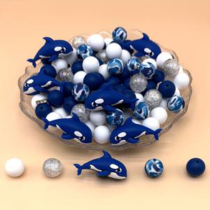 TEMU 35개 실리콘 비즈 DIY 세트, 돌고래 귀여운 실리콘 3D 고래상어, 펜과 랜야드 만들기용 다양한 색상의 비즈 액세서리, 반짝이는 레진 비즈 내구성 실리콘 포커스 비즈, 수제 DIY 주얼리 만들기, 비즈 & 비즈 어쏘트먼트 파티 선물