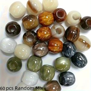 TEMU 60개/25개 12mm 대형 구멍 레진 비즈 - 대리석 무늬와 얼룩, 화이트, 베이지, 브라운, 그린 | DIY 주얼리 제작, 팔찌 목걸이 액세서리, 다목적 비즈링, 키체인, 폰 스트랩 액세서리, 의류 액세서리에도 적합, 광택 표면, 주얼리 제작에 이상적. 친구와 가족을 위한 완벽한 소품 선물. 크리스마스