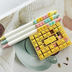 TEMU 3개 세트 귀여운 DIY 알파벳 펜 - 하트, 숫자, 별, 태양, 기쁨의 퍼즐 펜 (학생, 선생님, 신부, 졸업, 크리스마스 선물, 사무용품, 아이돌 액세서리) - 검정 잉크