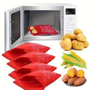 TEMU 4개입 전자레인지 봉투 구운 감자 - 재사용 가능한 솔루션, 감자, 옥수수 등 조리용, 빠르고 편리한 주방용품