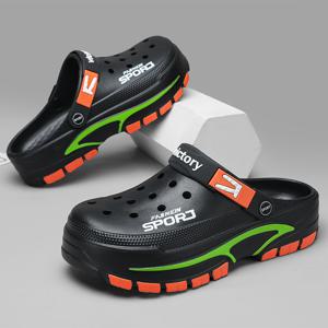 TEMU 남성용 초경량 통기성 EVA 슬라이드 샌들 - 키높이, 내구성 & 편안한 여름 캐주얼 신발, 조절 가능한 스트랩, 화이트 & 그린 악센트, 야외 활동에 완벽한 스트랩 샌들