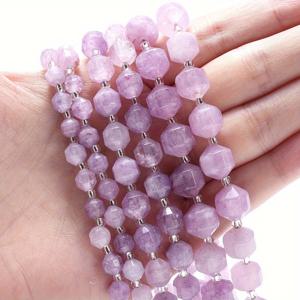 TEMU 올리브 페이셋 퍼플 쿼츠 스톤 비즈 세트 DIY 액세서리 만들기 팔찌 목걸이 소품 6/8/10mm