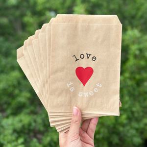 TEMU 50개 갈색 크라프트 종이 봉투, 빨간색 하트 