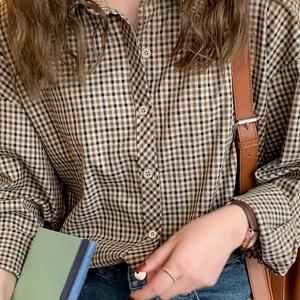 TEMU 플러스 사이즈, 캐주얼 체크 긴팔 셔츠