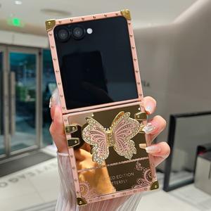 TEMU 휴대폰 케이스 - 패셔너블한 나비 스탠드 폰 케이스, 삼성 갤럭시 Z Flip 7 / Flip 6 / Flip 5 / Flip 7FE 호환