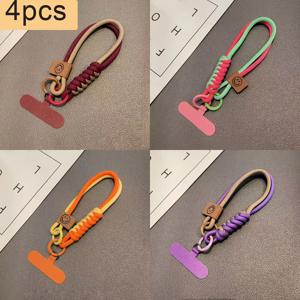 TEMU 4개입 직조 휴대폰 끈, 손목 스트랩 액세서리, 낙하 방지 휴대용 휴대폰 체인 (컬러 블록 직조 디자인 + 스마일리 태그 포함), 휴대폰/열쇠/가방에 적합, 다양한 색상으로 제공 (버건디/핑크-그린/오렌지-옐로우 등)