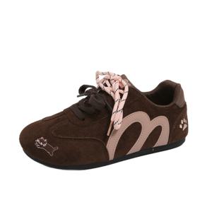 TEMU 가을 신상 한국식 자수 여성 플랫폼 스니커즈, 학생용 통기성 캐주얼 운동화