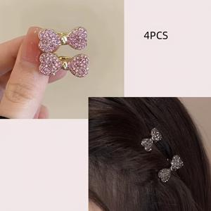 TEMU 뱅 클립 4개 세트, 이마의 흩어진 머리카락용 헤어 클립, 옆머리용 헤어 클립, 오리부리 헤어 클립, 새해 새로운 스타일의 헤어 액세서리, 흩어진 머리카락 스타일링 도구