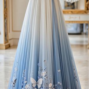 TEMU 여름 시즌 여성용 우아한 프린트 미디 기장 A라인 하프 스커트, 티어드 쉬폰 드레스 (포멀 이브닝, 결혼식, 게스트 파티 복장, 발렌타인데이 의상, 올 시즌)