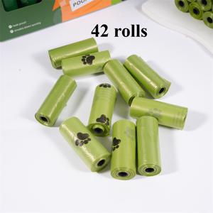 TEMU 210개/14롤, 630개/42롤 누수 및 냄새 방지 애완 동물 배변 봉투, 발자국 디자인 - 간편한 청소, 폴리에틸렌 재질, 강아지 배변 관리에 적합, 애완 동물 배변 봉투 | 배변 디자인