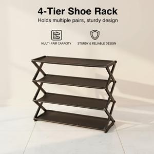 TEMU 간편 4단 신발 정리대, 공간 절약형 가정용 신발장, 현관 다층 선반, 기숙사 아파트 간편 조립 신발 정리함