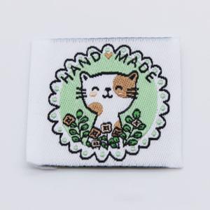 TEMU 20개 고양이 수제 패브릭 라벨, 목걸이 태그, 수제 제품용 상표, 상표 디자인