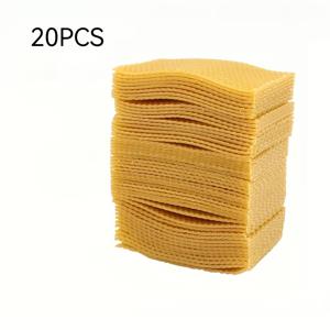 TEMU 벌집용 천연 밀랍 시트 20개 세트. 5.24인치 x 3.54인치 크기의 육각형 세포가 미리 형성되어 있으며, 벌집 프레임에 이상적입니다. 벌집 건설 및 꿀 생산에 필수적이며, 필수 양봉 용품입니다.