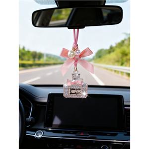 TEMU 1개 창의적인 합금 병, 모조 진주 유리 공 장식, 장식 엣지, 차량 백미러 펜던트